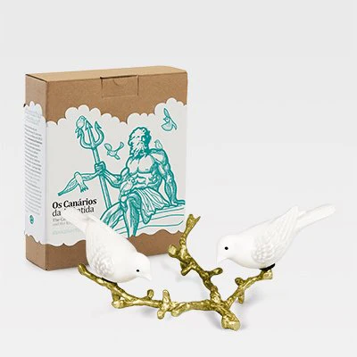 Canários Brancos com Ramo em Latão Natural - Image 2