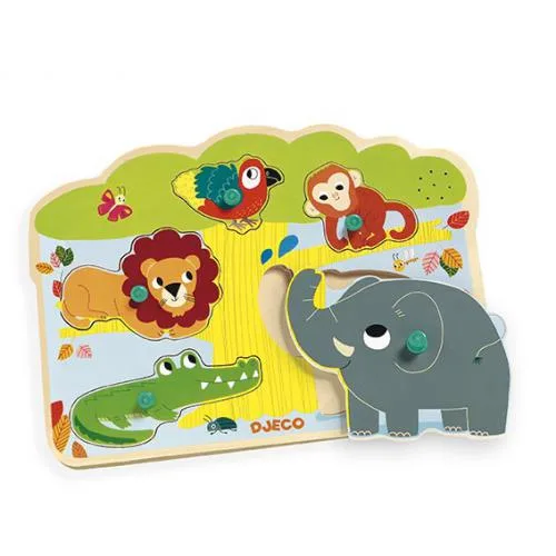 Imagem do produto  Djeco Baobab - Puzzle Sonoro de Madeira com Animais