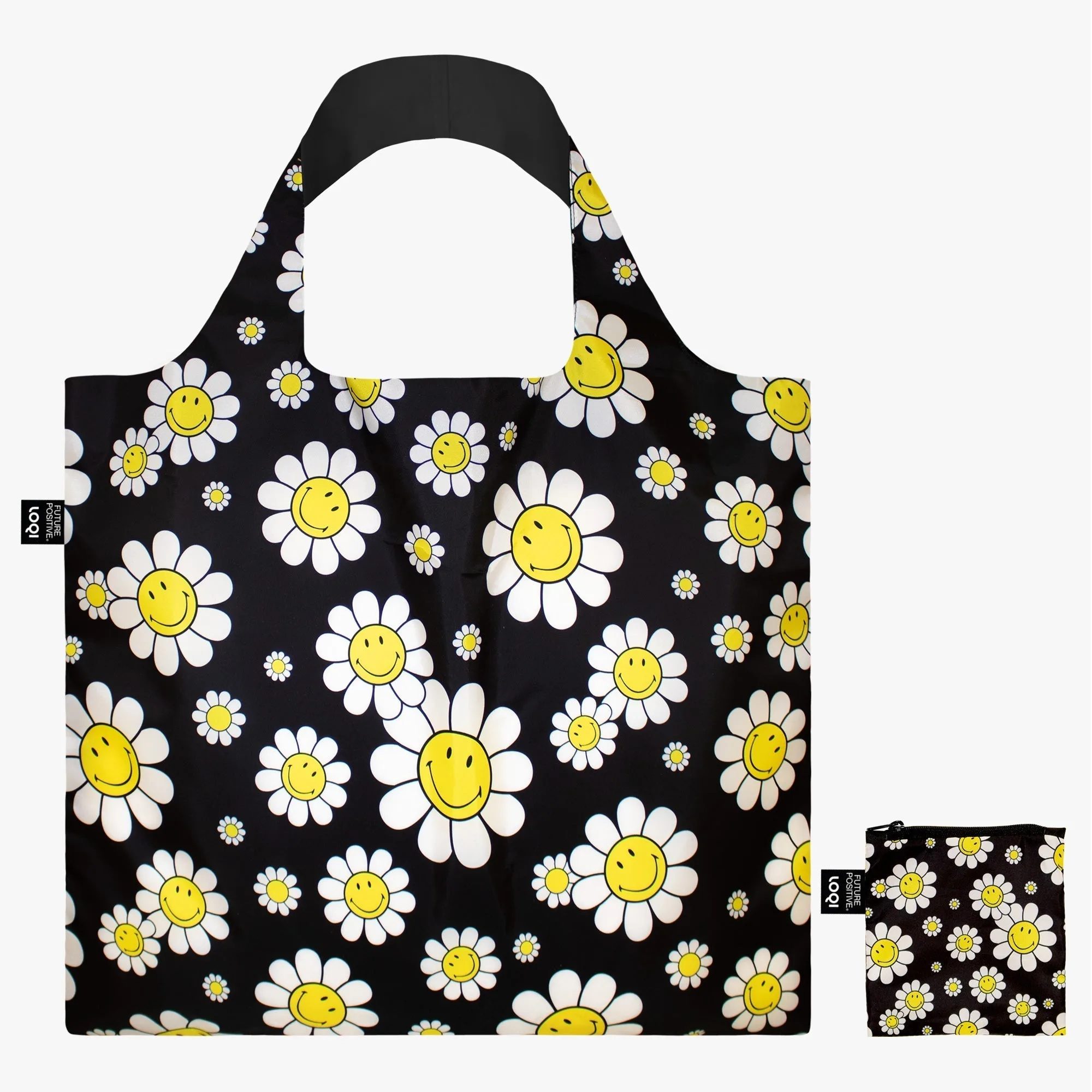 Imagem do produto  Loqi Bolsas Zip Pocket Smiley Flowers Black; Aquarius; Raspberry