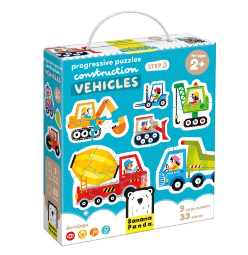 Imagem do produto  Banana Panda Progressive Puzzles Construction Vehicles 2+