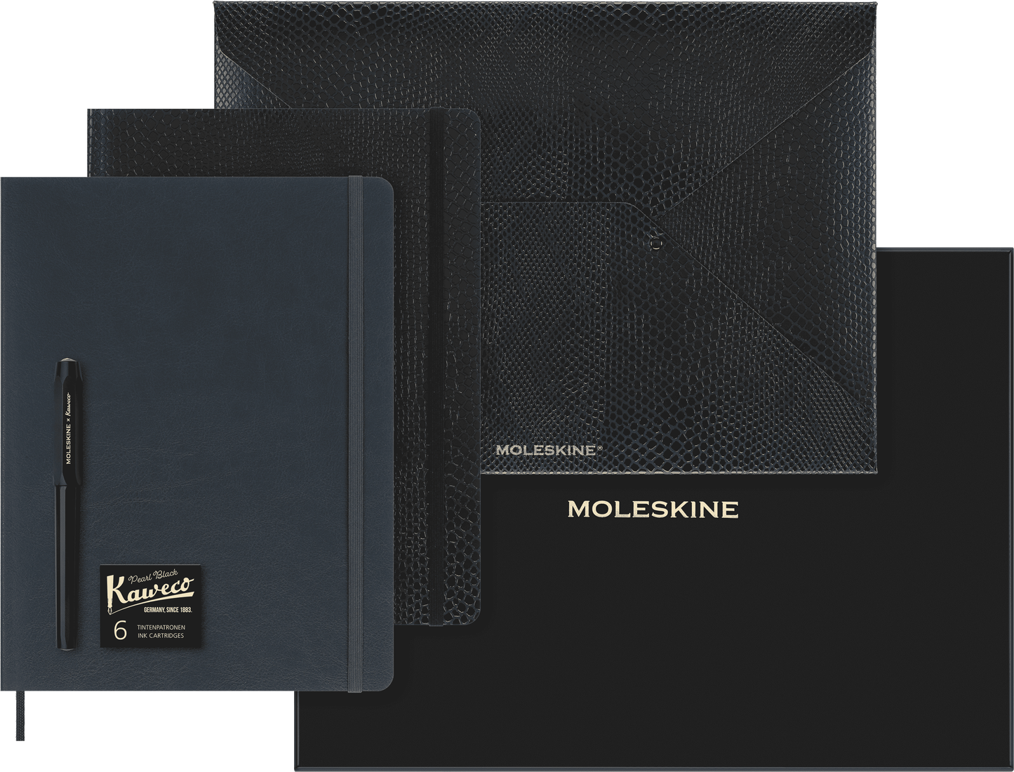Imagem do produto  Moleskine Box Caderno Vegea XL Pautado + Envelope + Caneta Kaweco