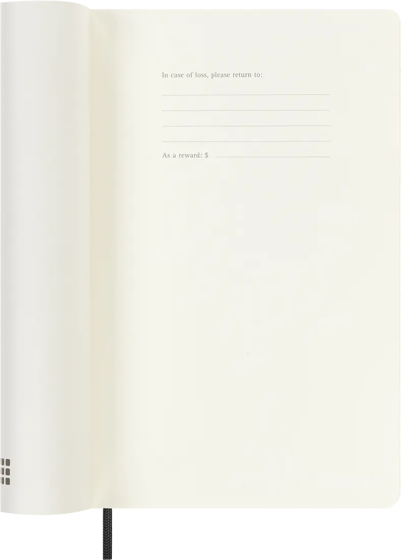 Moleskine Agenda 18 Meses 2026-2027 Diária Capa Soft Grande Preta