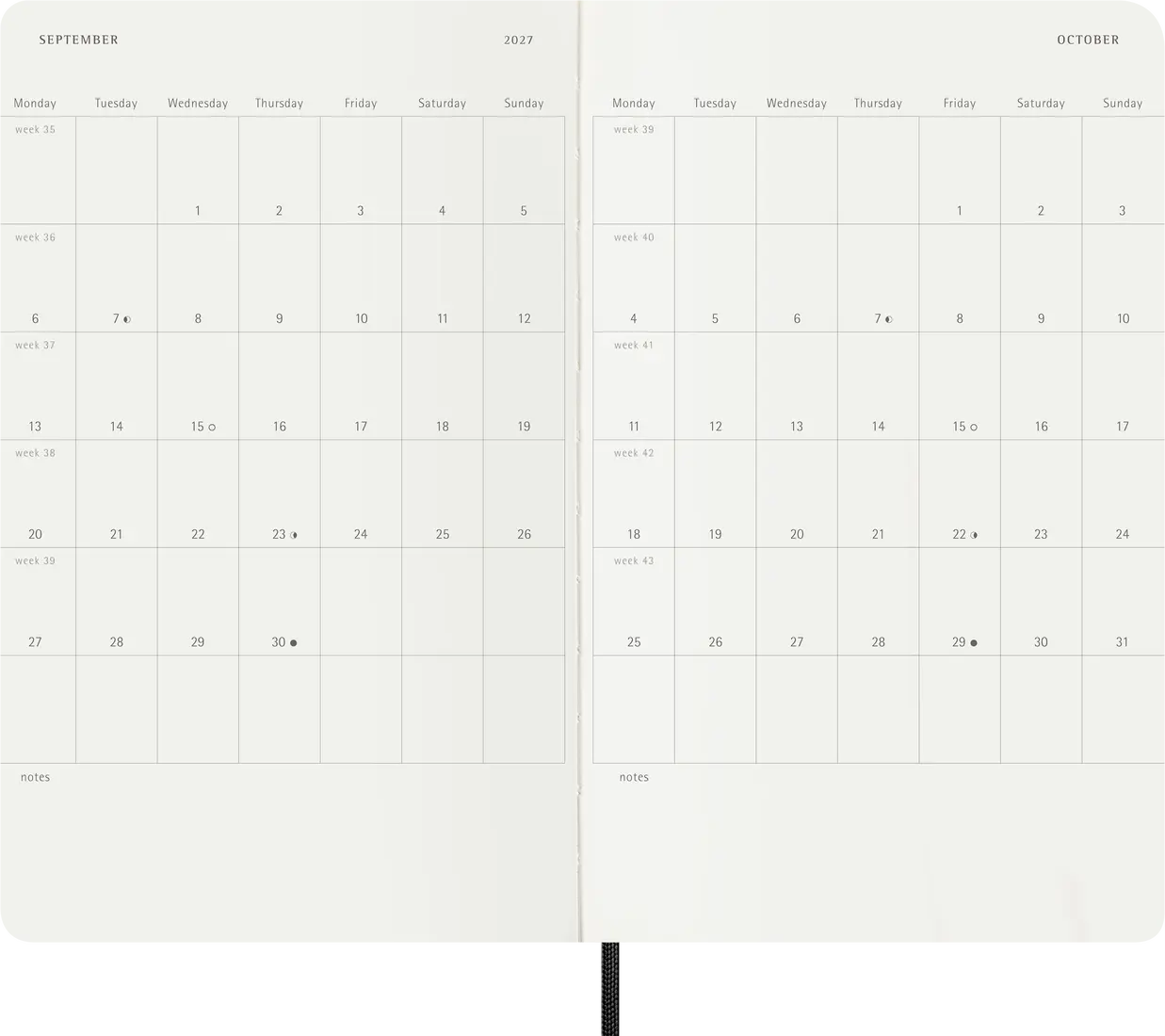 Moleskine Agenda 18 Meses 2026-2027 Semanal Capa Soft Grande Preta