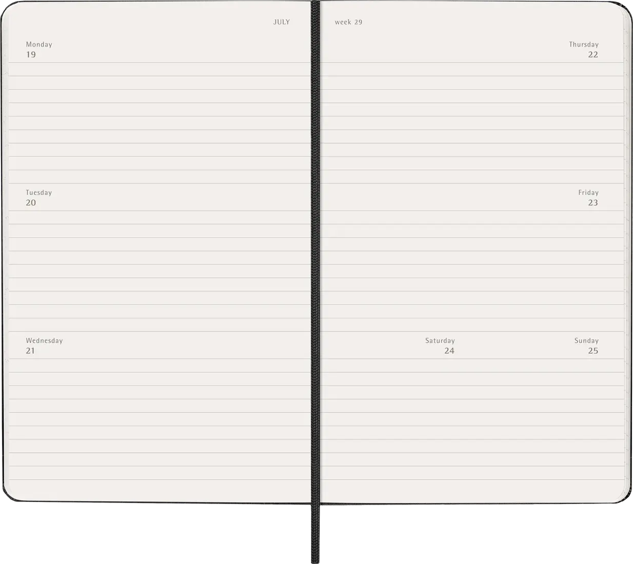 Moleskine Agenda 18 Meses 2026-2027 Semanal Horizontal Capa Dura Grande Preta