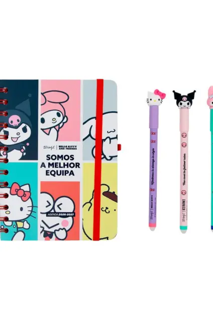 Imagem do produto  Mr. Wonderful Agenda Semanal Pequena 2026/2027 com 3 esferográficas Apagáveis - Hello Kitty & Friends