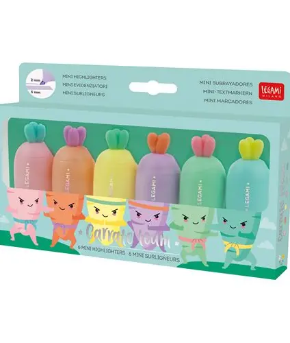 Imagem do produto  Legami Conjunto de 6 Marcadores Fluorescentes Apagáveis Cenouras