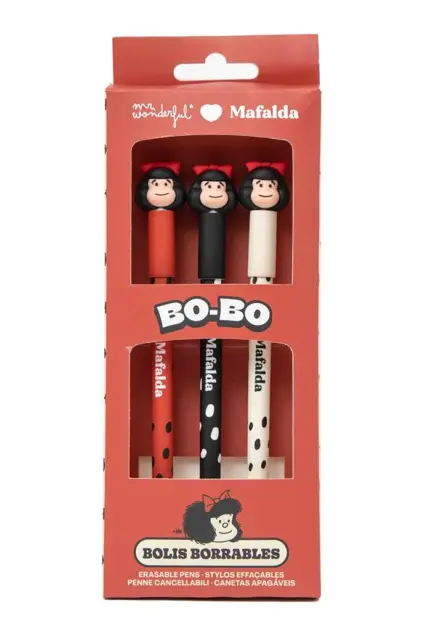 Imagem do produto  Mr. Wonderful Conjunto de 3 esferográficas apagáveis Bo-Bo Mafalda