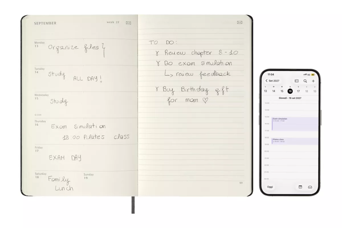 Moleskine Agenda 12 Meses 2027 Semanal Capa Dura Grande Smart Preta; ISBN: 8056999279349