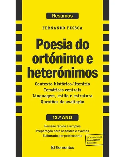 Imagem do produto  Resumos: Poesia do Ortónimo e Heterónimos – 12.º Ano