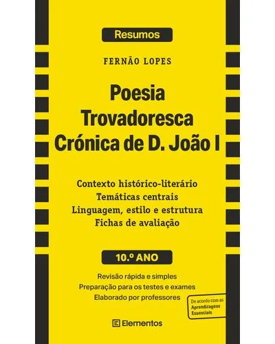 Imagem do produto  Resumos: Poesia Trovadoresca / Crónica de D. João I – 10.º Ano